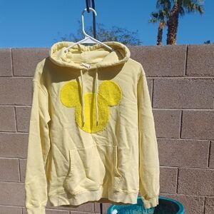 Yellow Hoodie with Mickey Mouse Design Women Large Disney H&M